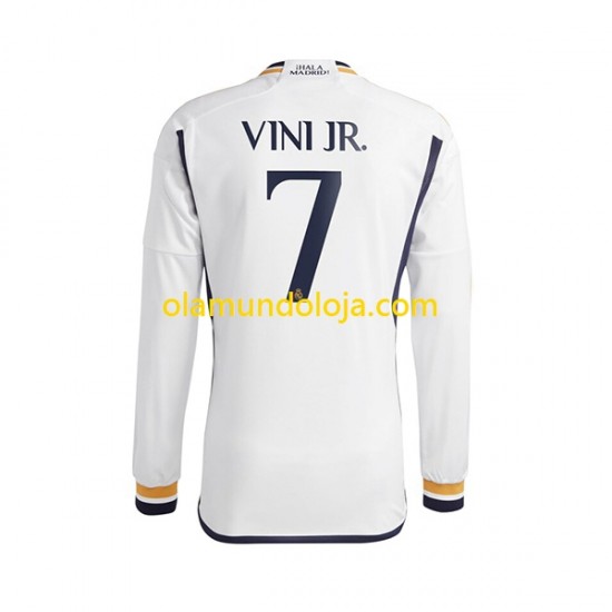 Camisola Real Madrid Vinicius Junior 7 Homem Equipamento Primeiro 2023-2024 Manga Comprida